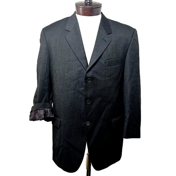 Mezzanotte Uomo Men's 3/4 Sleeves Green‎ Brown Textured Blazer Pure Wool Italy - Picture 2 of 9